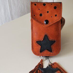 📱Handmade suede Leather Phone Case – Modular Streetwear Pouch with Star Motif
